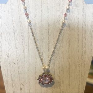 Handmade pink crystal necklace
